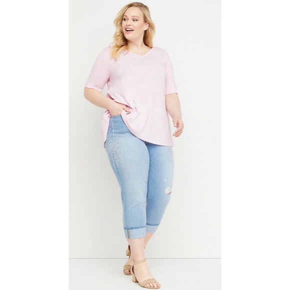 Lane Bryant Denim - Lane Bryant Crop embellished Jean NWT